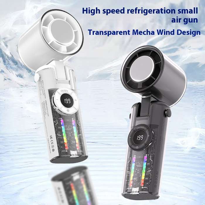 White - Neck Hanging Fan Portable 199 Gear Cooling Fan Turbine Handheld Small Fan with LED Display S