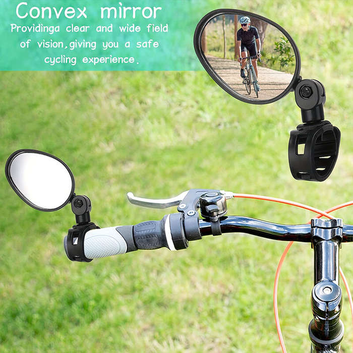2pcs Bike Mirrors 360 Degree Adjustable Rotatable Handlebar Mirror Wide Angle Bicycle Rear View Mirr