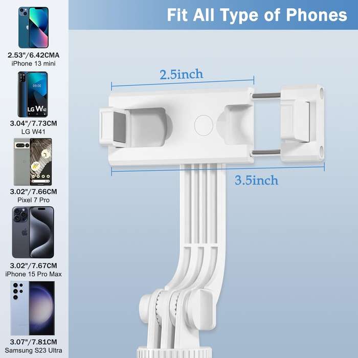 White - BT12 Selfie Stick Tripod with Filling Light Stainless Steel Phone Selfie Stick bluetooth Rem