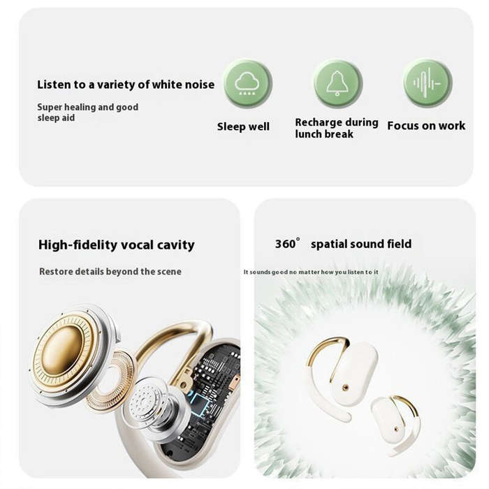 Black - RemaxOpenBuds KF01 TWS Earbuds bluetooth 5.4 Earphone 14.2mm Moving Coil 360 Surround Stereo