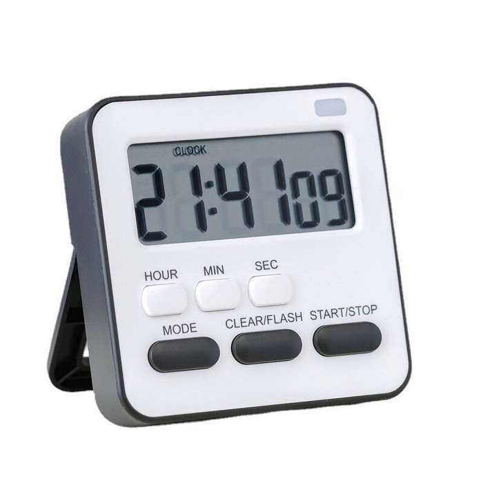 Black - LED Digital Kitchen Timer 24-Hour Countdown Memory Function Dual Alarm Snooze Magnetic Base
