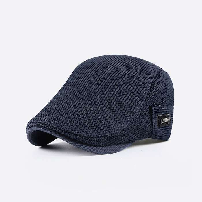 Dark Blue - Collrown Breathable Beret Cap Men Mesh Fabric Flat Hat Newsboy Cap Driving Fishing Hat P