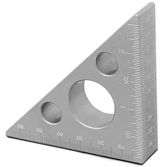 Sliver - ETOPOO Woodworking Triangle Angle Ruler Aluminum Alloy 90 45 Degree Accuracy For Woodworker