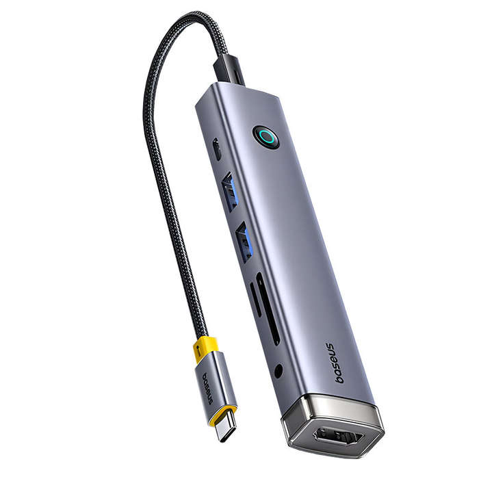 7 in 1 - Baseus 7-in-1 Type-C Docking Station with USB3.0*2 / 4K@60Hz HD / PD Type-C / 3.5mm Audio /