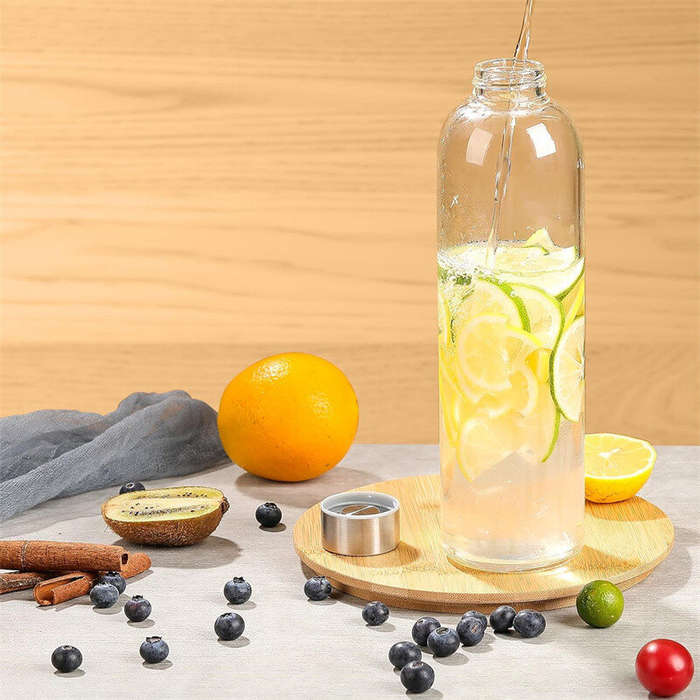 Black - 550ml Glass Drinking Bottle With Protection Sleeve, Reusable Lightweight Glass Cup With Cove