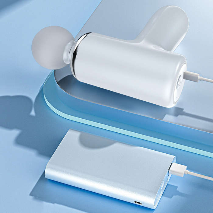 White - Electric Mini Muscle Massage Gun 6 Speed 4 Massage Heads Professional Vibration Massager Fit