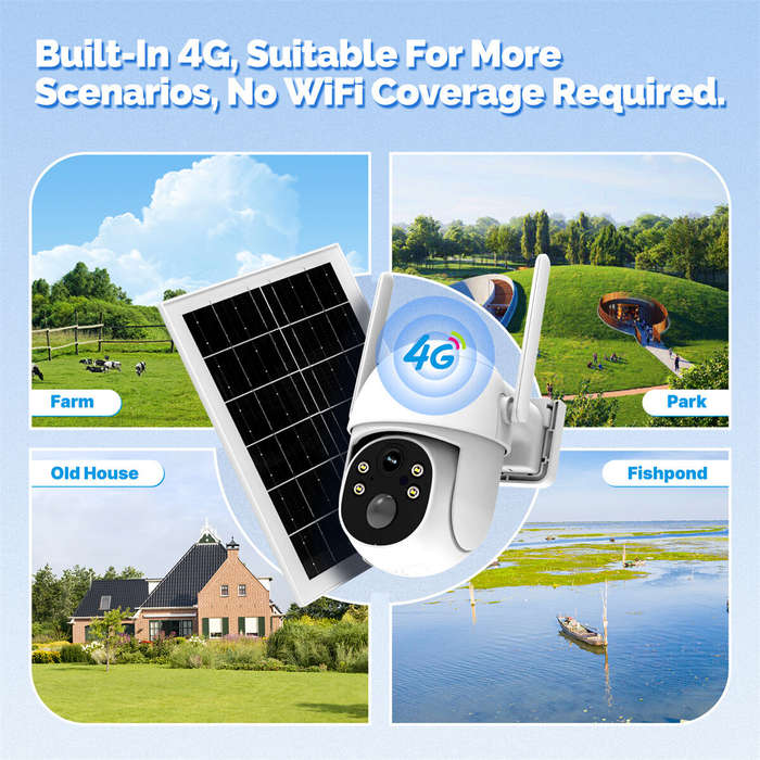 White - MOES Tuya 3MP 4G Solar Security Camera with Solar Panel 3MP HD Dual Night Vision Human Detec