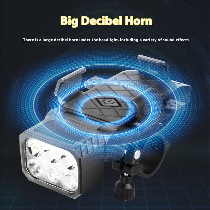 Black - BIKIGHT Bicycle Horn Headlight with Phone Holder 90 Rotation 5 Light Modes Type-C Charging W