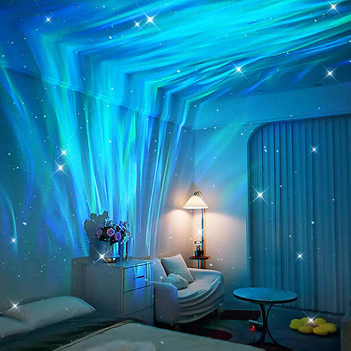 White - Elfeland LED Rechargeable Aurora & Starry Sky Projector Lamp Dreamy Starlight Night Light Wi