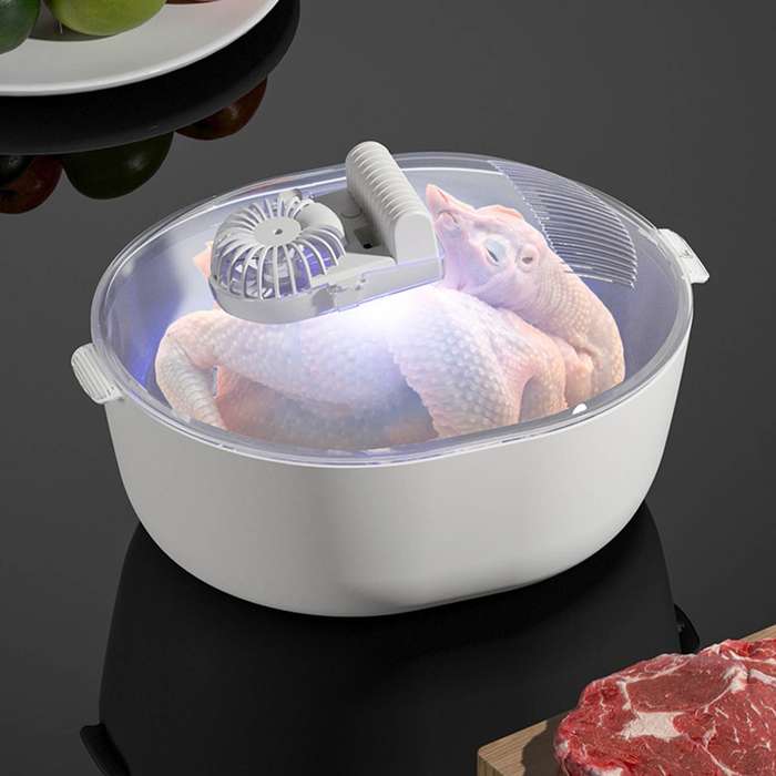 White - 4 in 1 Intelligent Fast Defrosting Machine Household Food Defrosting Tray Meat Fresh-Keeping