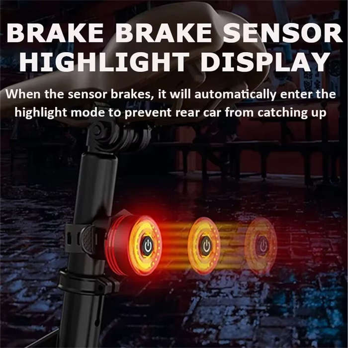 Black - BIKIGHT Smart Brake Sensing Bike Taillight 4 Light Modes Type-C Rechargeable Waterproof Dust