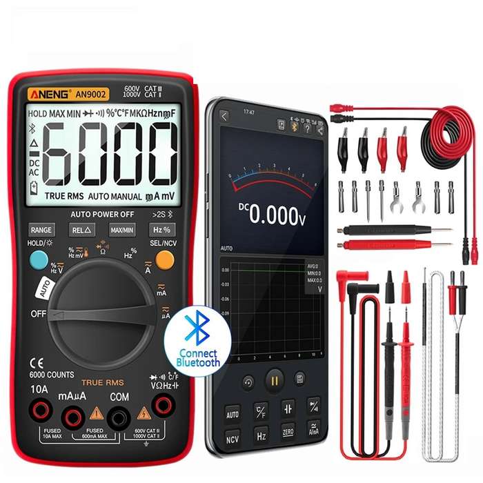 ANENG AN9002 Bluetooth Digital Multimeter 6000 Counts Professional MultimetroTrue RMS AC/DC Current