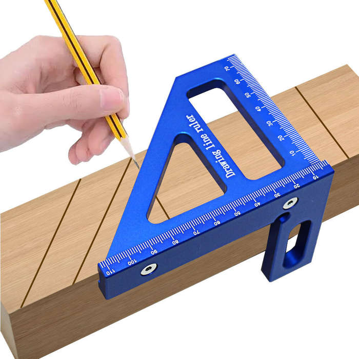 Red - Aluminum Alloy Woodworking Square Protractor Miter Triangle Ruler Right Angle Ruler Drawing Li