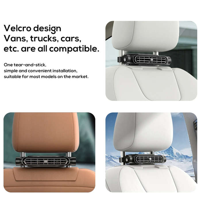 Black - Backseat Cooling Fan Electric Auto Backseat Car Fan Three Adjustable Wind Speeds Cooling Too