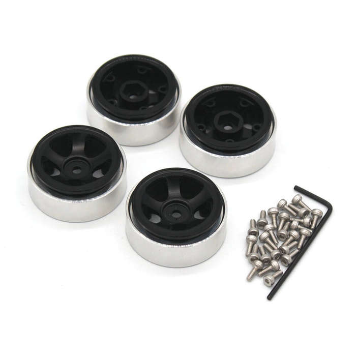 Black - Upgraded Metal Wheel Rims Star Shape for FMS 1/18 FJ Crusier KATANA V2 Mogrich Fire Horse CH
