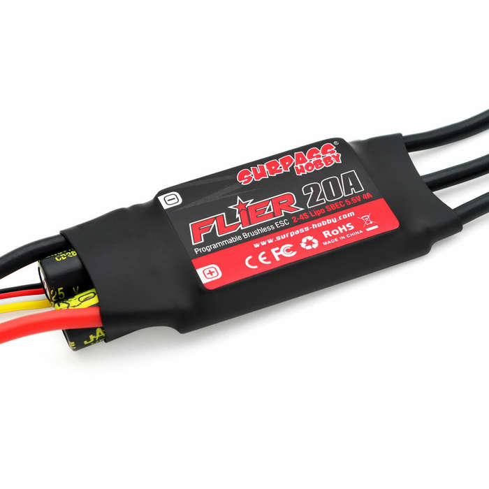 SURPASS-HOBBY FLIER Series New 32-bit 20A Brushless ESC With 5.5V/4A BEC Support Programming for RC
