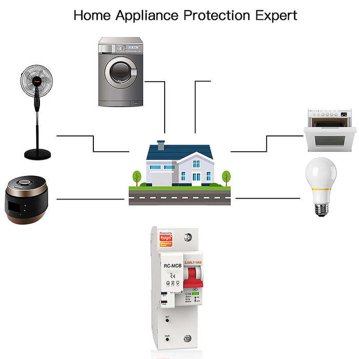 80A - MoesHouse Tuya 80A 2P Smart WiFi Circuit Breaker APP Remote Control Schedule Setting Voice Con