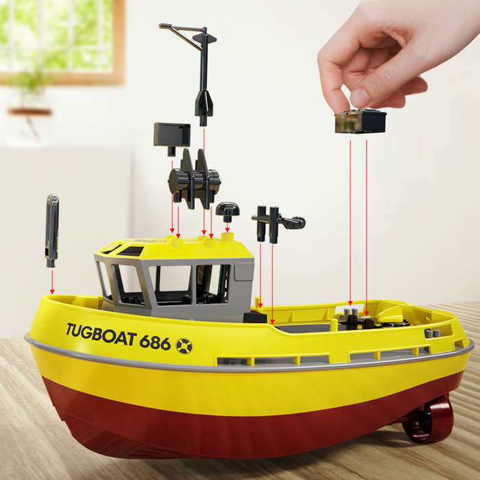 Yellow - SG PINECONE FOREST SG686 2.4G 1/72 Rc Boat Powerful Dual Motor Wireless Electric Remote Con