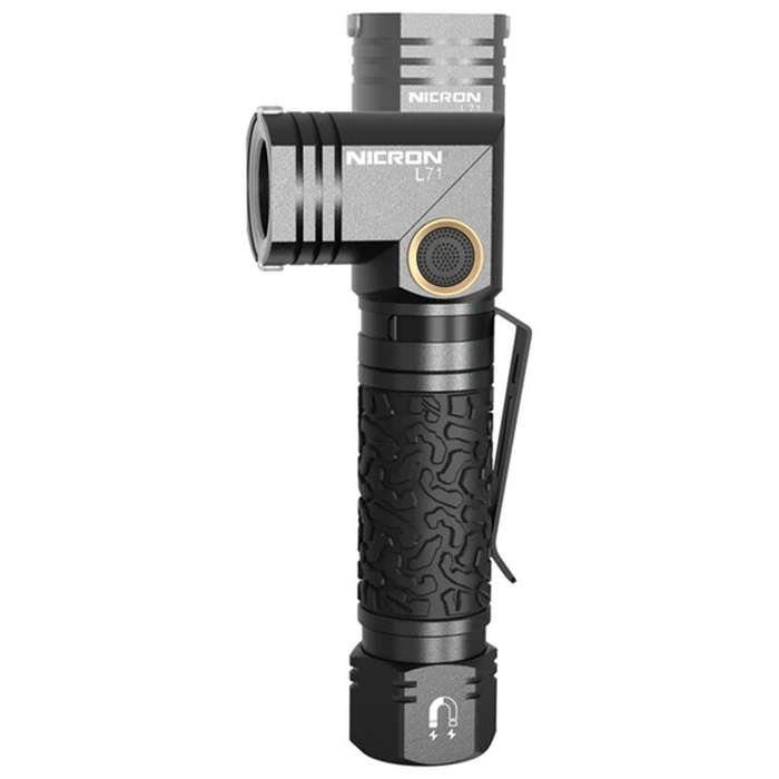 Black - NICRON L71 1500 Lunmens Tactical Flshlights Come with Battery 90 Degree L-shape Working Ligh