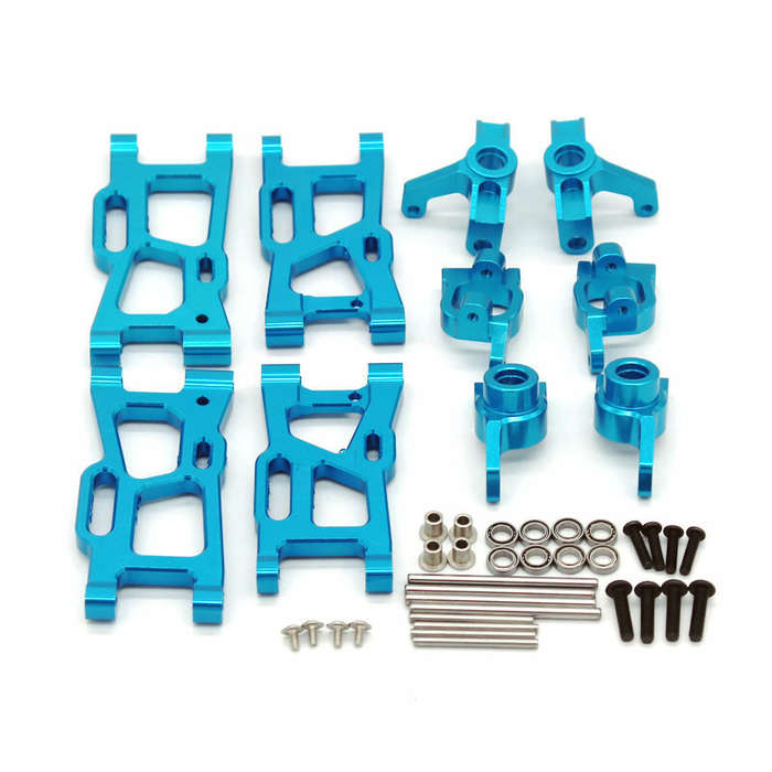 Blue - Upgraded Metal Steering Cup Front Rear Upper Arm Rear Wheel Seat C Seat For Wltoys 144001 124