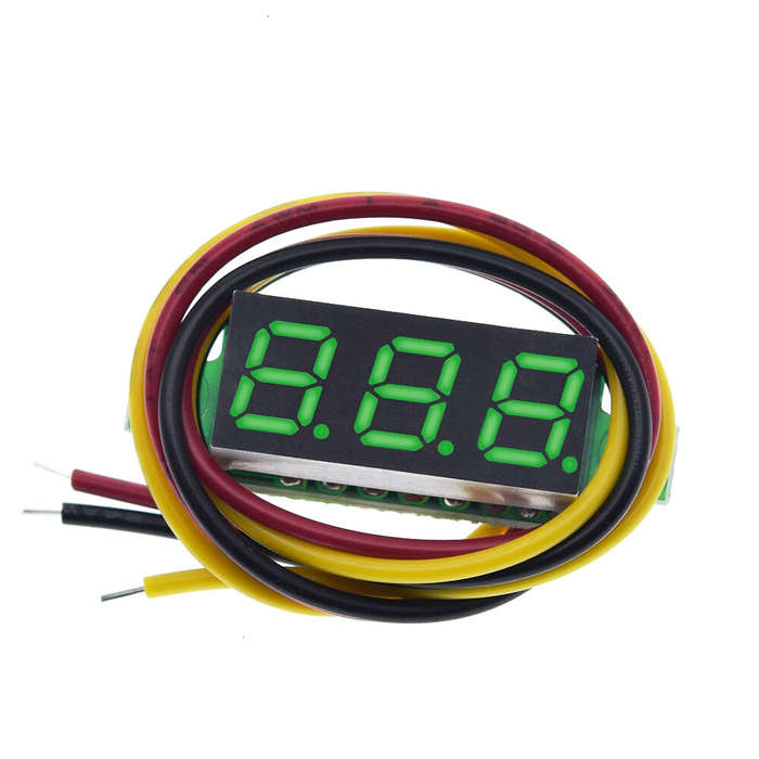 Green - 0.28 inch 3-wire Digital DC Voltmeter Head Digital Display Adjustable Three-wire DC0-100V Ba
