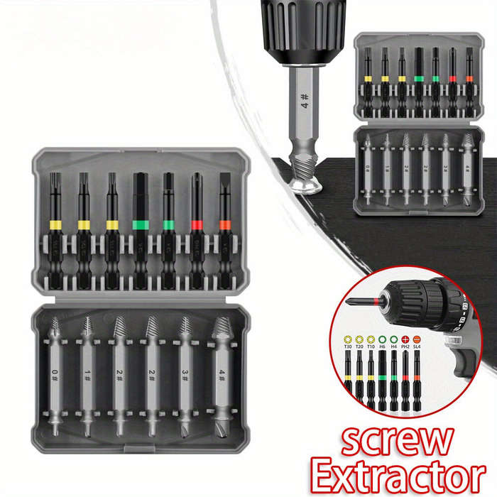 Black - 13PCS Multi-Functional Screw Extractor Set Double-Headed Wear-Resistant Chromium Vanadium St