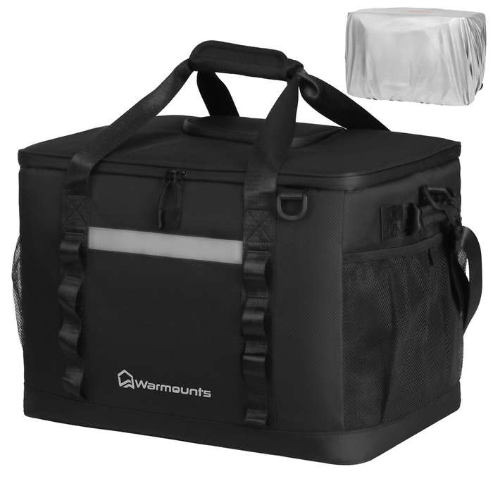 Grey - WARMOUNTS Backpack Cooler Insulated 75 Cans w/ Insulating Cover, Upgraded Leakproof Soft Cool