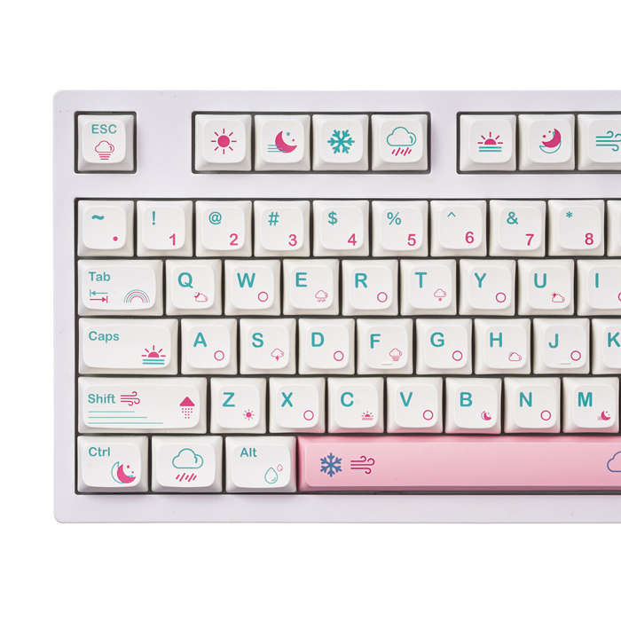 132 Keys Weather Keycap Set PBT Sublimation XDA Profile English/Japanese Custom Keycaps for Mechanic