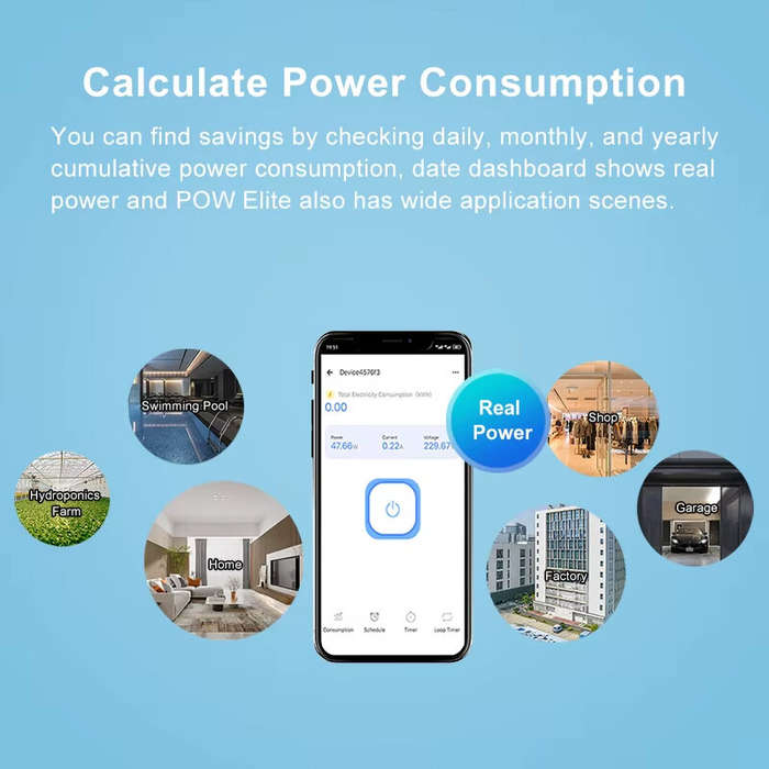 White - Ewelink Smart WiFi Energy Meter Bidirection 1Way Interruptor Switch 0.2-70A Real-Time Power