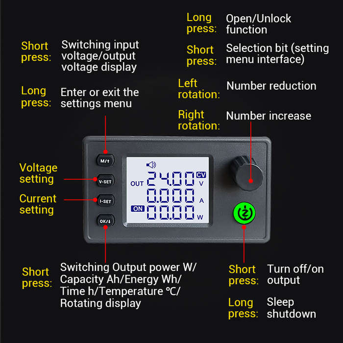 Black - WUZHI ZK-SK150 Pro CNC DC Voltage Buck-Boost Power Supply 150W 40V 8A Adjustable Constant Vo