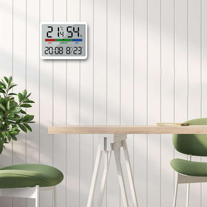 White - Electronic Multifunctional Magnetic Temperature Clock Wall Clock Digital Alarm Clock Large L