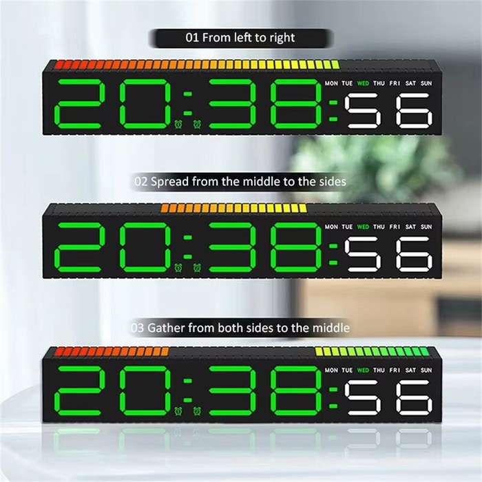 White Shell(Blue Light) - RGB Light Table Clock LED Alarm Clock Speaker Display Colorful 3 Levels Br