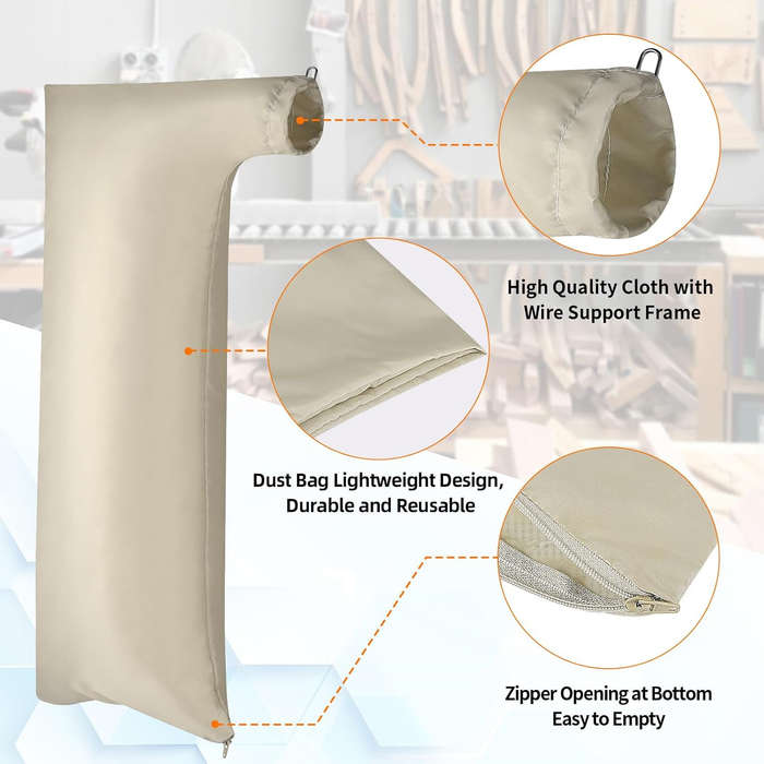 Beige - Extra Large Table Saw Dust Collection Bag Fits 10 Inch Table Saws with 2.5 Inch Dust Port
