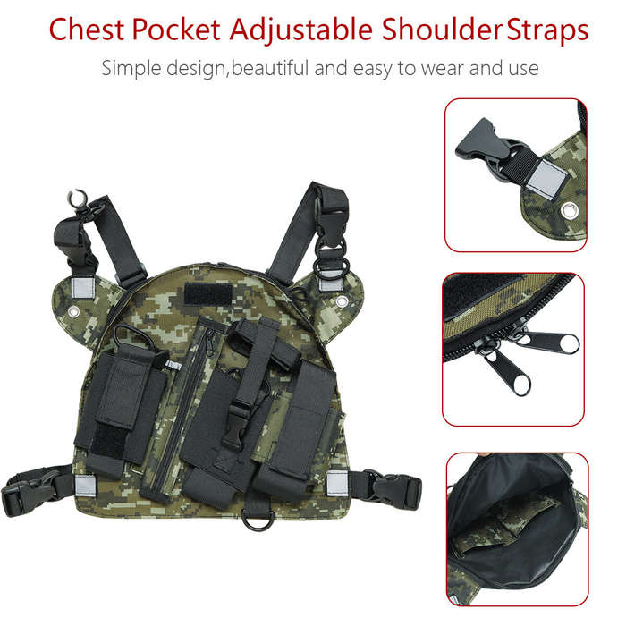Green - ABBREE PT-10 Multifunctional Handheld Walkie Talkie Backpack Chest Storage Bag for Baofeng U