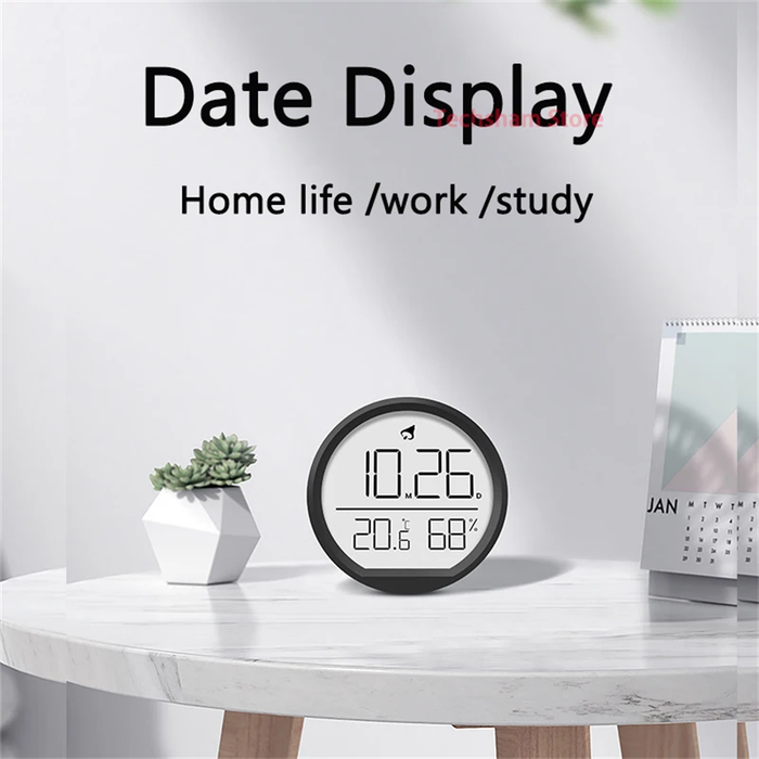 Black - Thin Magnetic Digital LED Wall Clock with Large LCD Display Date Temperature Humidity USB Po