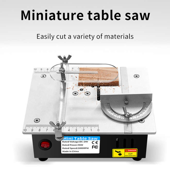 US Plug - 96W 24V Mini Multifunctional Table Saw Electric Desktop Saw with 7 Speed Adjustable 63mm B