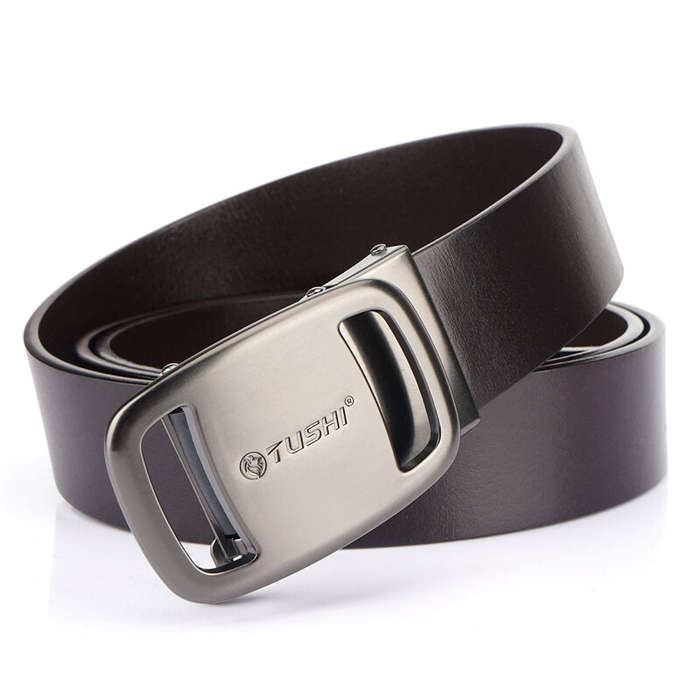 Black - TUSHI Men's Belts 130cm Genuine Leather Bussines Fashion Belt Luxury Casual Brand Waistband