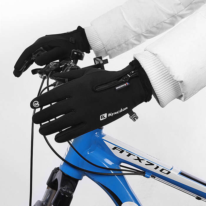 M - Warm Cycling Gloves Wear-resistant Touch Screen Waterproof Windproof Gloves for Outdoor Sport Ru