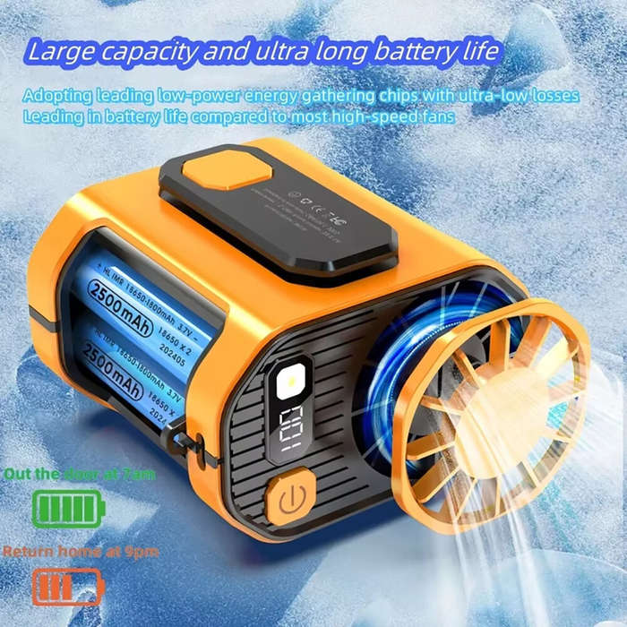 Type A - Outdoor Camping Fan Hanging Waist Fan 5000mAh Portable Waist Fan with Power LED Lighting Fo