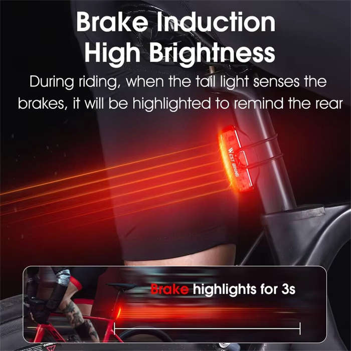 Basic Version - WEST BIKING 100LM Smart Brake Sensing Taillight Waterproof USB Charging COB LED Bike