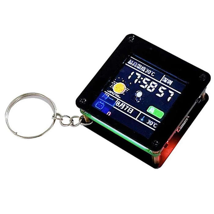 Without Battery - ESP32 C3 1.44 Inch LCD Display Desktop Small Ornaments Portable Carry-on Pendant L