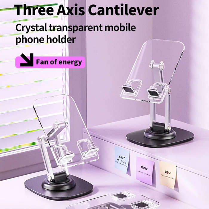 Black - Foldable Desktop Phone Holder Stand Support Adjustable Angle Height Cellphone Stand Bracket