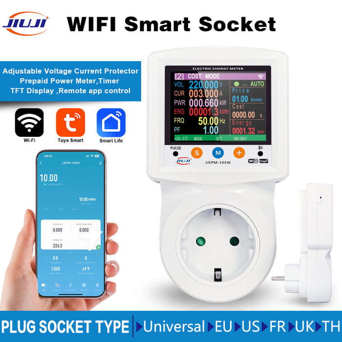 EU Plug - WiFi Smart Protection Socket Tuya App Control Over & Under Voltage Protection Adjustable P