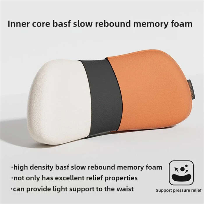 Black - Car Seat Pillow Waist Protection Cushion Memory Foam Core Breathable For Lumbar Support Offi