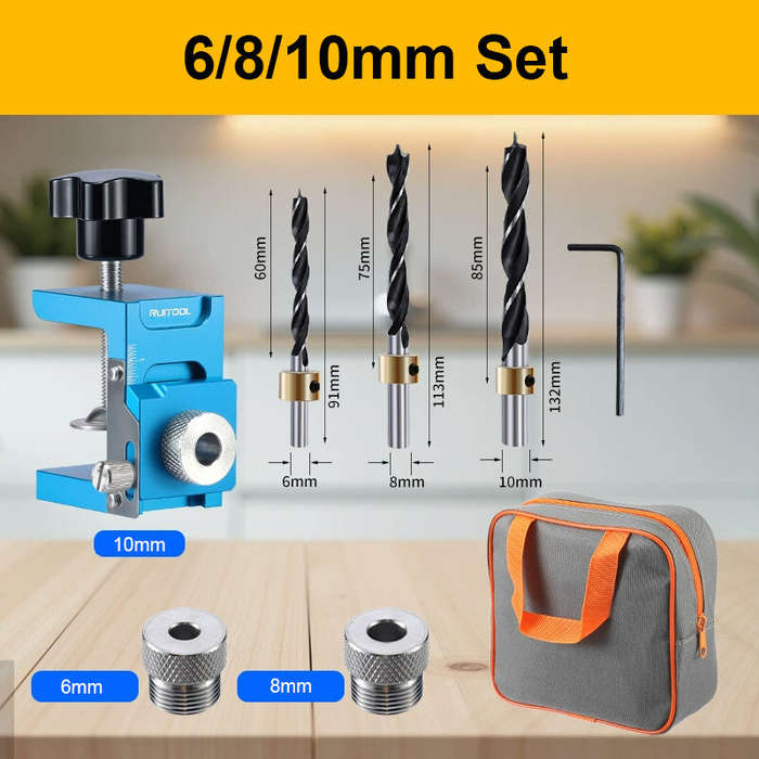 #A - Shelf Hole Locator Aluminum Alloy Positioning Clamp 6mm 8mm 10mm 12mm Drill Sleeve Precision La