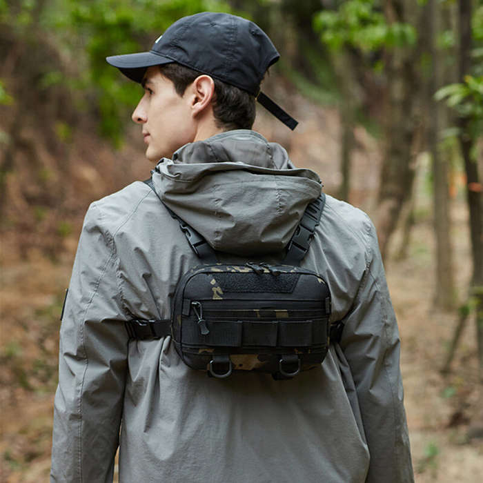 Black - IPRee Waterproof Molle Nylon Fishing Chest Bag, Men's Tactical Bags, Climbing and Camping Ba