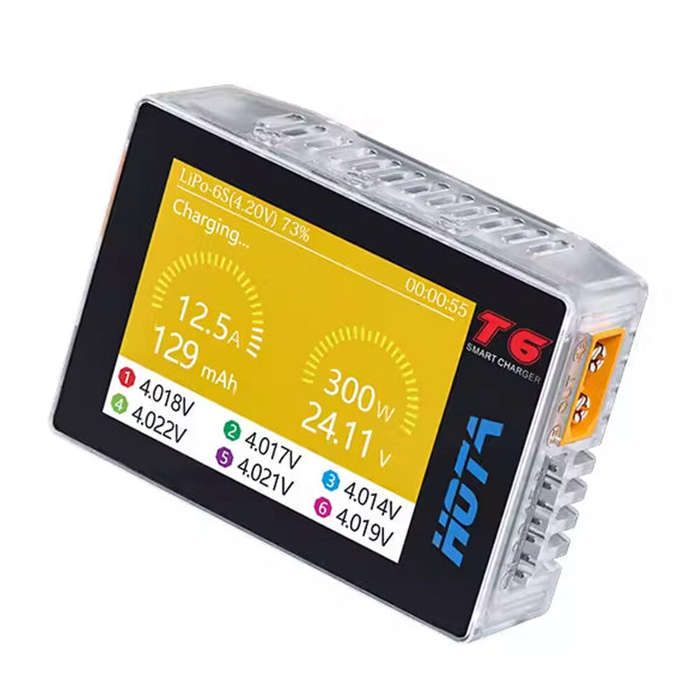 Black - HOTA for T6 DC 300W PD 90W 15A 1-6S Pocket LiPo Battery Charger