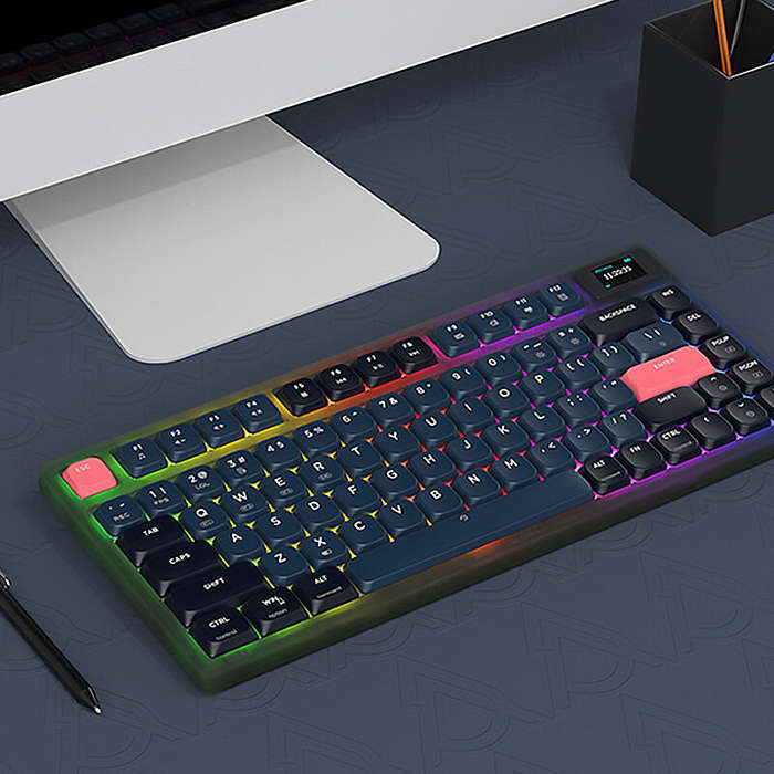 Ajazz AK832PRO Low Profile Wireless Mechanical Keyboard with TFT Color Screen Triple Mode 81 Keys RG