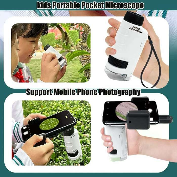 White - Portable Handheld Microscope for Kids Mini Labsters Portable Microscope Portable Microscope