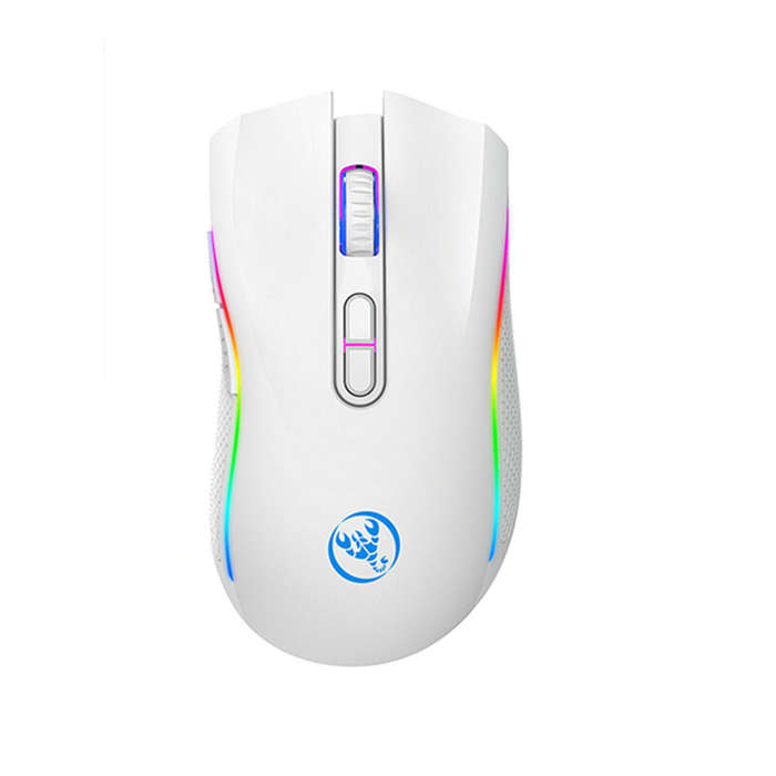 Black - HXSJ T69 2.4G Wireless Gaming Mouse with RGB Lighting 1000-4800DPI Type-C Rechargeable 650mA